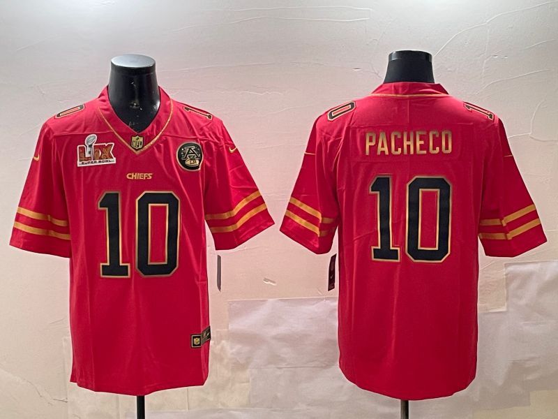 Men Kansas City Chiefs #10 Pacheco Red gold 2025 Nike Vapor Limited NFL Jersey style 2093